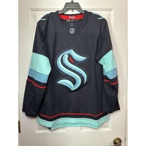 Size 50 Adidas NHL Seattle Kraken Authentic Home Hockey Jersey Navy Blue GT5622